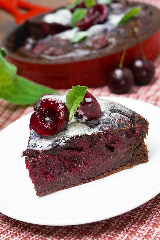 Clafoutis au chocolat et cerises